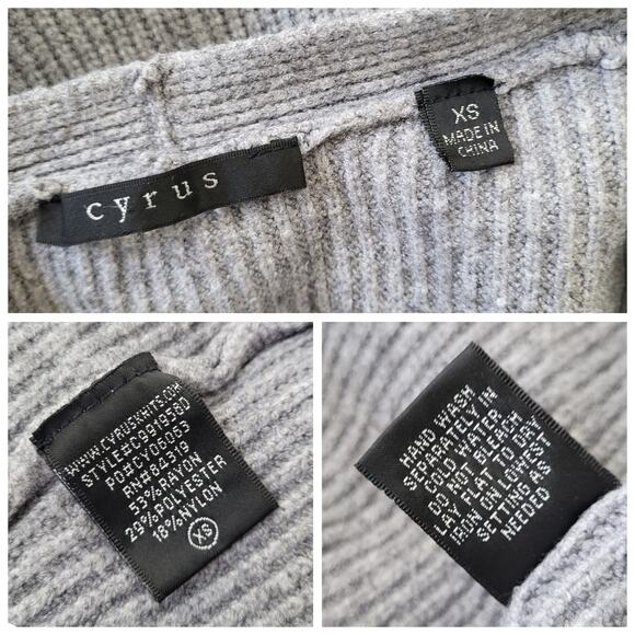 Cyrus Gray Long Cardigan Sweater Womens XS Pockets Casual Minimalist Layering - Picture 3 of 9